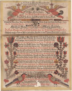 Saudação matrimonial para Christian Meyer e Maria Landes, 1784 (wc e tinta sobre papel)
